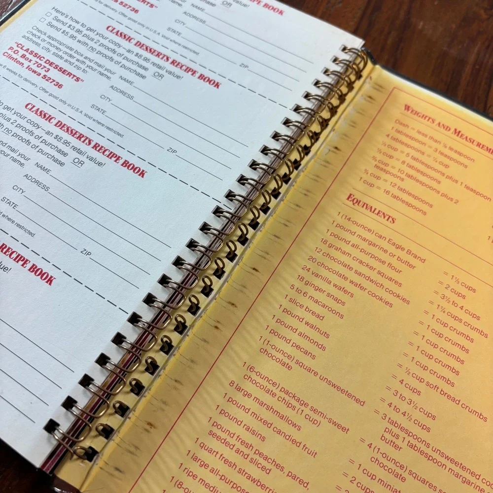Vintage 1984 Borden Eagle Brand Classic Desserts Cookbook Spiral Bound 124 Pages